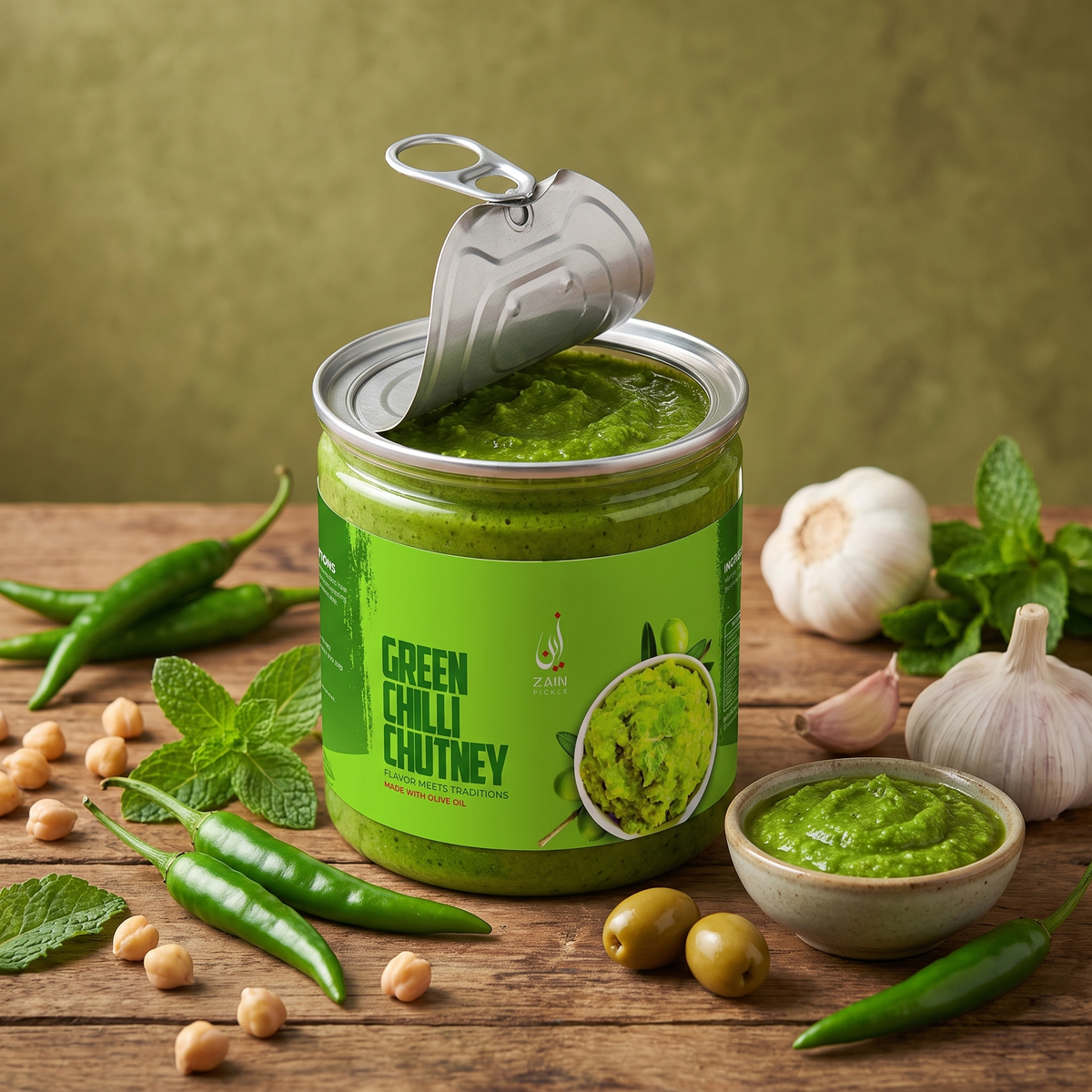 Green Chilli Chutney (Olive Oil)
