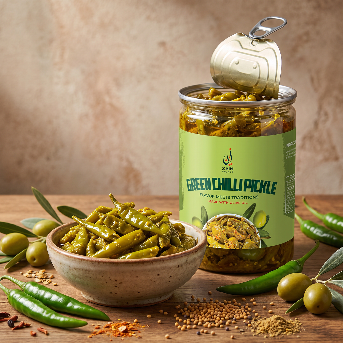 Green Chilli Pickle (Olive Oil)